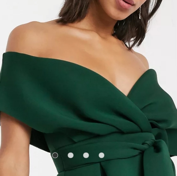 ASOS green fallen shoulder midi dress 6 cy - Picture 4 of 11
